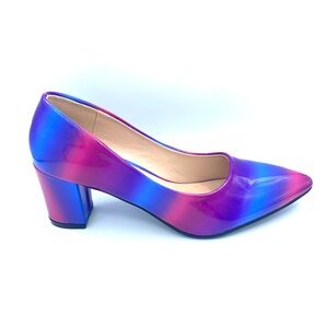 Angel Steps | Low Pink & Blue Block Heels